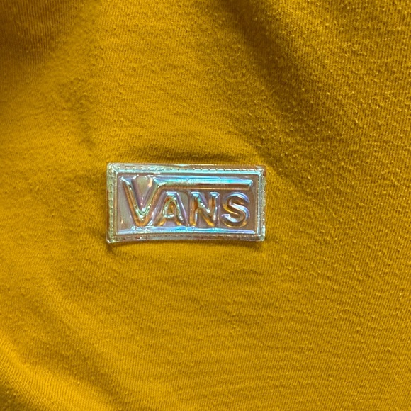 Women’s Vans Golden Yellow Short Sleeve Crop Top with Iridescent Logo. Size M. - Picture 2 of 5